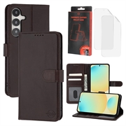 Custodia a portafoglio in pelle MyTPhone CardMate per Samsung Galaxy S24 FE - Marrone scuro