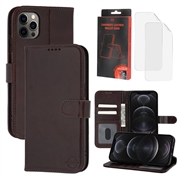 Custodia a portafoglio in pelle MyTPhone CardMate per iPhone 12/12 Pro - Marrone scuro