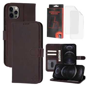 Custodia a portafoglio in pelle MyTPhone CardMate per iPhone 12/12 Pro - Marrone scuro