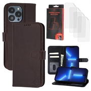 Custodia a portafoglio in pelle MyTPhone CardMate per iPhone 13 Pro Max/12 Pro Max - Marrone scuro
