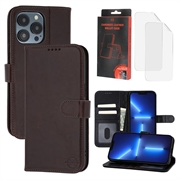 Custodia a portafoglio in pelle MyTPhone CardMate per iPhone 13 Pro - Marrone scuro