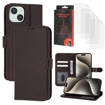 Custodia a portafoglio in pelle MyTPhone CardMate per iPhone 15 Plus/14 Plus - Marrone scuro