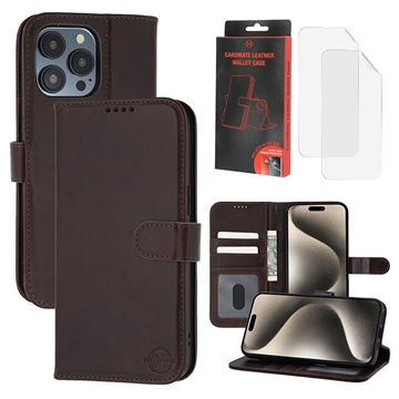 Custodia a portafoglio in pelle MyTPhone CardMate per iPhone 15 Pro Max - Marrone scuro
