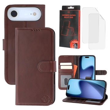Custodia a portafoglio in pelle MyTPhone CardMate per iPhone 17 Air - Marrone scuro