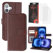 Custodia a portafoglio in pelle MyTPhone CardMate per iPhone 17 - Marrone scuro