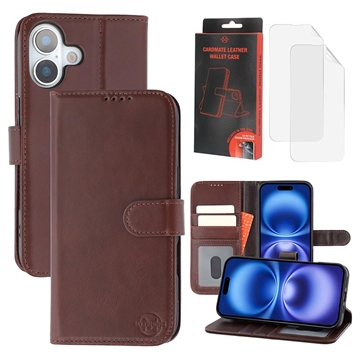 Custodia a portafoglio in pelle MyTPhone CardMate per iPhone 17 - Marrone scuro