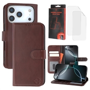 Custodia a portafoglio in pelle MyTPhone CardMate per iPhone 17 Pro - Marrone scuro