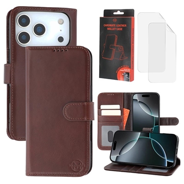 Custodia a portafoglio in pelle MyTPhone CardMate per iPhone 17 Pro - Marrone scuro