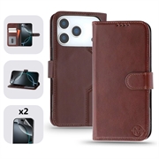 Custodia a portafoglio in pelle MyTPhone CardMate per iPhone 17 Pro - Marrone scuro
