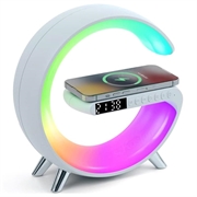 N69 Controllo APP multifunzionale 15W Caricabatterie senza fili Orologio Altoparlante Bluetooth Luce d'atmosfera, spina UE - Bianco
