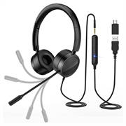 NUOVO BEE H360 Cuffia telefonica On Ear 3,5 mm / USB Microfono a cancellazione di rumore con microfono per computer PC Laptop Stereo