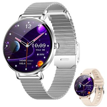 Smartwatch da donna per il monitoraggio della salute NX21 - Bluetooth 5.3 e IP68 - Argento