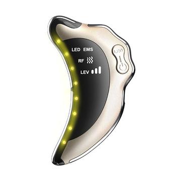 NY-S008 Massaggiatore facciale Gua Sha RF e EMS - LED a 5 colori - Oro