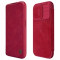 Custodia Flip Nillkin Qin Pro per iPhone 15 Pro Max - Rossa