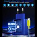 Caricabatterie USB-C rapido PD da 60W per Nintendo Switch 2/Lite/OLED con cavo da 2m - Blu scuro