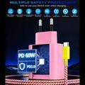 Caricabatterie USB-C rapido PD da 60W per Nintendo Switch 2/Lite/OLED con cavo da 2m - Rosa