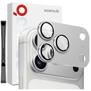 iPhone 18 Pro Northjo Protezione completa in metallo opaco e vetro temperato Protezione della lente della fotocamera - Argento