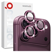 Protezione per l'obiettivo della fotocamera Northjo Glitter per iPhone 18 Pro/18 Pro Max - Borgogna