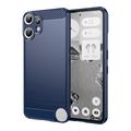 Custodia in TPU spazzolato per Nothing CMF Phone 2 Pro - Fibra di Carbonio - Blu