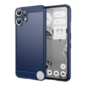 Custodia in TPU spazzolato per Nothing CMF Phone 2 Pro - Fibra di Carbonio - Blu