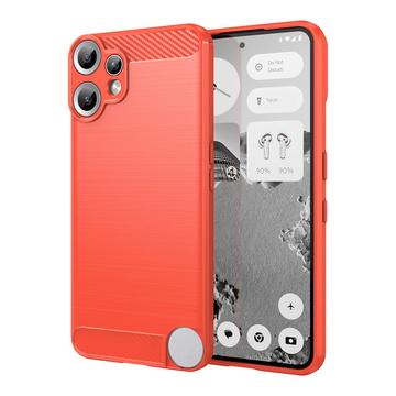 Custodia in TPU spazzolato per Nothing CMF Phone 2 Pro - Fibra di Carbonio - Rossa