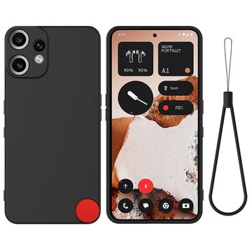 Custodia in silicone liquido con cinghia a mano per Nothing CMF Phone 2 Pro - Nera