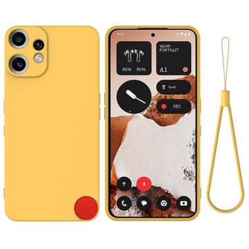 Custodia in silicone liquido con cinghia a mano per Nothing CMF Phone 2 Pro - Gialla