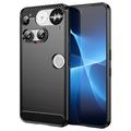 Custodia in TPU spazzolato per Nothing Phone (3) - Fibra di Carbonio - Nera