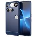 Custodia in TPU spazzolato per Nothing Phone (3) - Fibra di Carbonio - Blu
