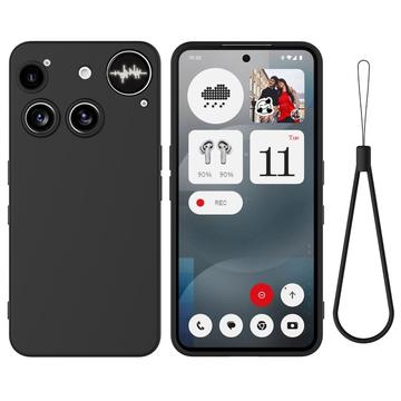 Custodia in silicone liquido con cinghia a mano per Nothing Phone (3) - Nera