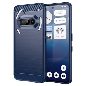 Custodia in TPU Spazzolato per Nothing Phone (3a) - Fibra di Carbonio - Blu