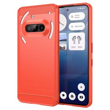 Custodia in TPU spazzolato per Nothing Phone (3a) - Fibra di Carbonio - Rossa