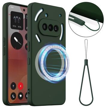 Custodia in silicone liquido per Nothing Phone (3a) - compatibile con MagSafe - Verde Scuro