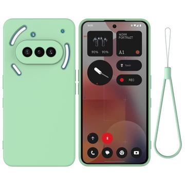 Custodia in silicone liquido con cinghia a mano per Nothing Phone (3a) - Verde