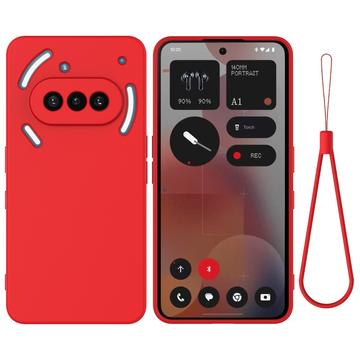Custodia in silicone liquido con cinghia a mano per Nothing Phone (3a) - Rossa