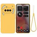 Custodia in silicone liquido con cinghia a mano per Nothing Phone (3a) - Gialla