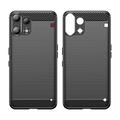 Custodia in TPU spazzolato per Nothing Phone (3a) Lite - Fibra di Carbonio - Nera
