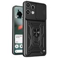 Custodia ibrida con anello rotante e protezione per fotocamera per Nothing Phone (3a) Lite - Nera