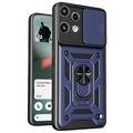 Custodia ibrida con anello rotante e protezione per fotocamera per Nothing Phone (3a) Lite - Blu