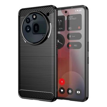 Custodia in TPU spazzolato per Nothing Phone (3a) Pro - Fibra di Carbonio - Nera