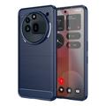 Custodia in TPU spazzolato per Nothing Phone (3a) Pro - Fibra di Carbonio - Blu