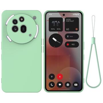 Custodia in silicone liquido con cinghia a mano per Nothing Phone (3a) Pro - Verde