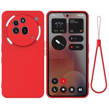 Custodia in silicone liquido con cinghia a mano per Nothing Phone (3a) Pro - Rossa