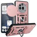 Custodia ibrida con anello rotante e protezione per fotocamera per Nothing Phone (3a) Pro - Rosa Oro