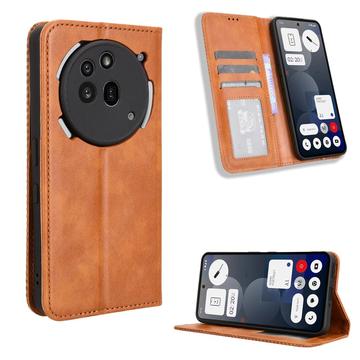 Custodia a portafoglio con chiusura magnetica per Nothing Phone (3a) Pro - Marrone