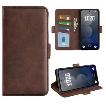 Custodia a portafoglio con chiusura magnetica per Nothing Phone (3a) Pro - Struttura in vitello - Marrone