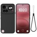 Custodia in silicone liquido con cinghia a mano per Nothing Phone (4a) Pro - Nera