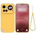 Custodia in silicone liquido con cinghia a mano per Nothing Phone (4a) Pro - Gialla