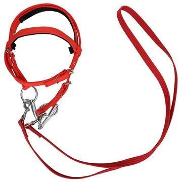 Cavezza equestre in nylon con corda per il guinzaglio - 1.3m - rossa