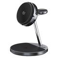 OJD-139 Supporto di ricarica wireless magnetico 3 in 1 da 25W con Qi 2.2 e raffreddamento TEC - Grigio spazio